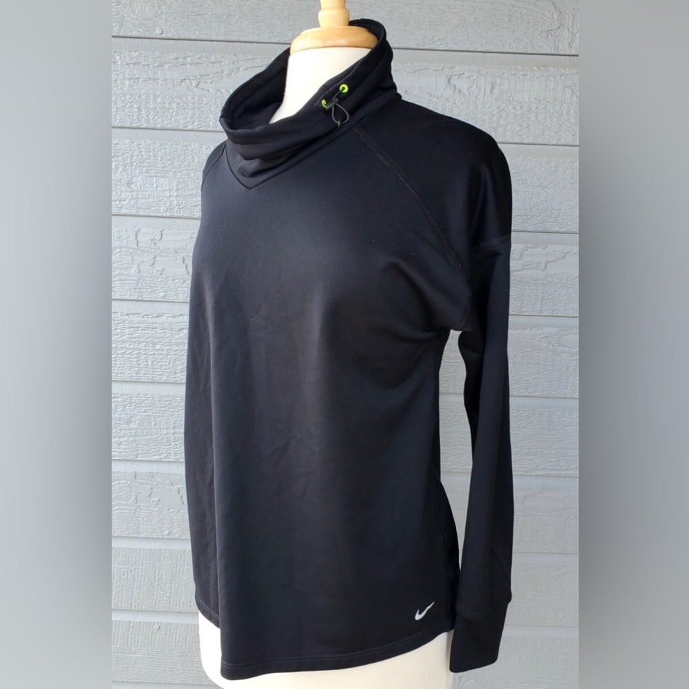 Nike Dri Fit Women's Black Cowl Neck Long Sleeve Shirt.